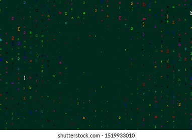 Light Multicolor, Rainbow vector template with math simbols. Illustration with Numeral symbols on abstract template. Pattern for ads, booklets, leaflets of education.