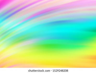 Light Multicolor, Rainbow vector template with bent ribbons. Blurred geometric sample with gradient bubbles.  Textured wave pattern for backgrounds.