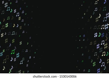 Light Multicolor, Rainbow vector template with musical symbols. Abstract illustration with colorful symbols of melody. Pattern for school ad, booklets.