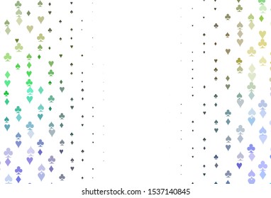 Light Multicolor, Rainbow vector template with poker symbols. Blurred decorative design of hearts, spades, clubs, diamonds. Pattern for leaflets of poker games, events.