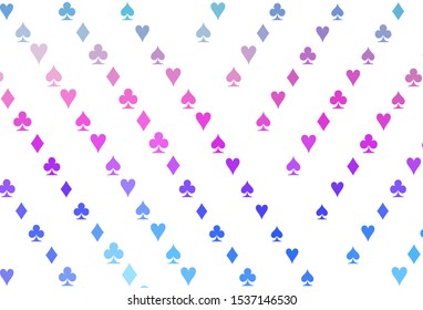 Light Multicolor, Rainbow vector template with poker symbols. Shining illustration with hearts, spades, clubs, diamonds. Template for business cards of casinos.