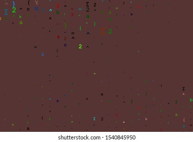 Light Multicolor, Rainbow vector template with math simbols. Abstract illustration with colored algebra signs. Pattern for ads, booklets, leaflets of education.