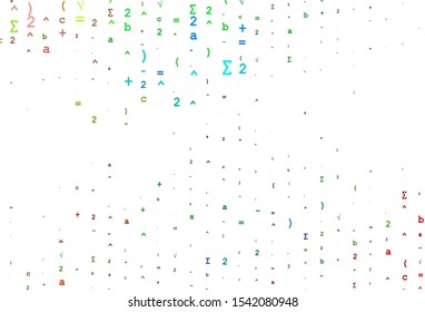 Light Multicolor, Rainbow vector template with math simbols. Abstract illustration with colored algebra signs. Pattern for ads, booklets, leaflets of education.