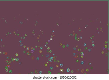 Light Multicolor, Rainbow vector template with circles. Blurred bubbles on abstract background with colorful gradient. Pattern of water, rain drops.