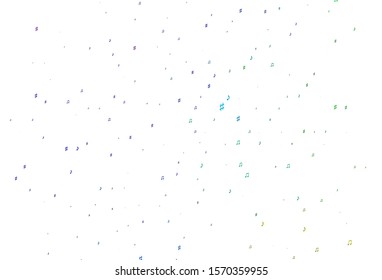 Light Multicolor, Rainbow vector template with musical symbols. Decorative design in abstract style with music shapes. Pattern for websites of musitians.