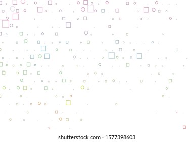 Light Multicolor, Rainbow vector template with spots, rectangles. Abstract backdrop with colorful circles, rectangles. Design for posters, banners.