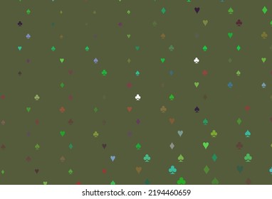 Light Multicolor, Rainbow vector template with poker symbols. Glitter abstract sketch with isolated symbols of playing cards. Smart design for your business advert of casinos.