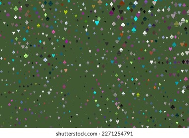 Light Multicolor, Rainbow vector template with poker symbols. Blurred decorative design of hearts, spades, clubs, diamonds. Design for ad, poster, banner of gambling websites.