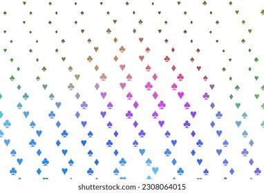 Light Multicolor, Rainbow vector template with poker symbols. Colored illustration with hearts, spades, clubs, diamonds. Smart design for your business advert of casinos.
