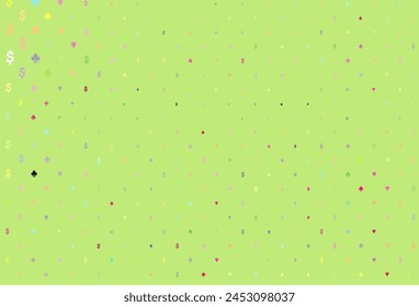 Light multicolor, rainbow vector template with poker symbols. Blurred decorative design of hearts, spades, clubs, diamonds. Pattern for booklets, leaflets of gambling houses.