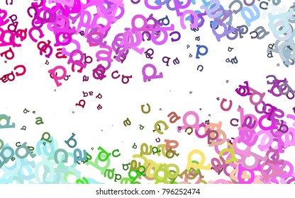 Light Multicolor, Rainbow vector template with isolated letters. Shining illustration with ABC symbols on abstract template. The pattern can be used as ads, poster, banner for books.