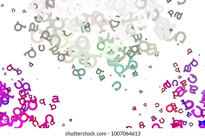 Light Multicolor, Rainbow vector texture with ABC characters. Colored alphabet signs with gradient on white background. Template can be used as a background for ads of typography.