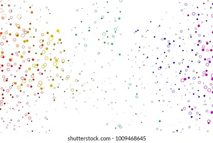 Light Multicolor, Rainbow vector  texture with disks. Glitter abstract illustration with blurred drops of rain. Completely new template for your brand book.