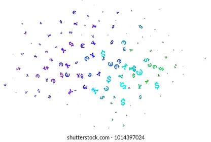 Light Multicolor, Rainbow vector texture with financial symbols. Blurred design in with symbols of EUR, USD, JPY. Smart design for your business advert of economic, wealth.