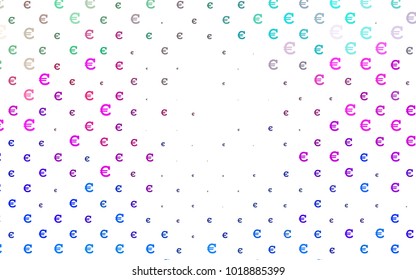 Light Multicolor, Rainbow vector texture with colored Euro signs. Modern abstract illustration with symbols of digital money. Template can be used as a background for ads of markets, loans.