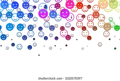 Light Multicolor, Rainbow vector texture with happy smiles. Illustration with set of smiles in simple style. Pattern for ad, booklets, leaflets of celebrations.