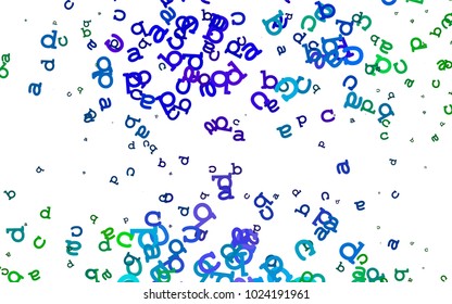 Light Multicolor, Rainbow vector texture with ABC characters. Blurred design in simple style with signs of alphabet. Smart design for your business advert of university.