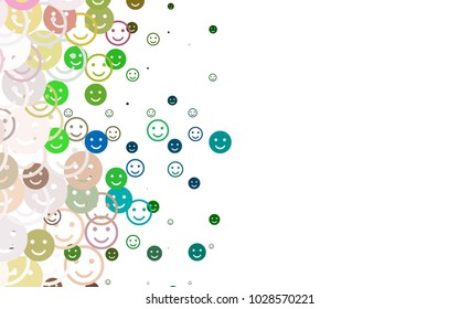 Light Multicolor, Rainbow vector texture with happy smiles. Blurred decorative design of smiles in doodle style. Design for positive ad, poster, banner.