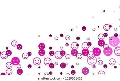Light Multicolor, Rainbow vector texture with happy smiles. Blurred decorative design of smiles in doodle style. Template for cheerful greeting postcards.