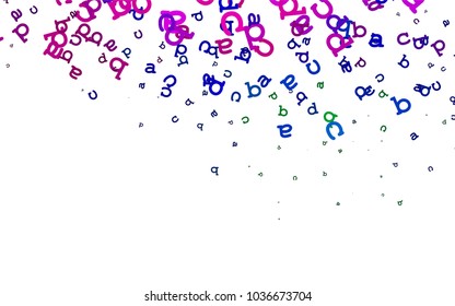 Light Multicolor, Rainbow vector texture with ABC characters. Shining colorful illustration with isolated letters. The pattern can be used as ads, poster, banner for books.