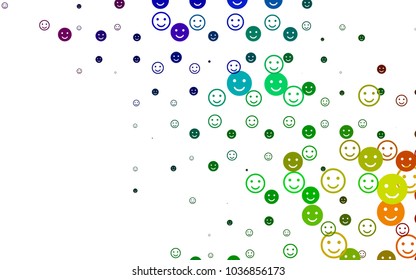 Light Multicolor, Rainbow vector texture with happy smiles. Illustration with set of smiles in simple style. Beautiful design for your business advert.