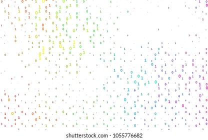 Light Multicolor, Rainbow vector texture with Digit characters. Illustration with Numeral symbols on abstract template. The pattern can be used as ads, poster, banner for books.