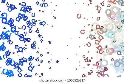 Light Multicolor, Rainbow vector texture with ABC characters. Blurred design in simple style with signs of alphabet. Template can be used as a background for ads of typography.