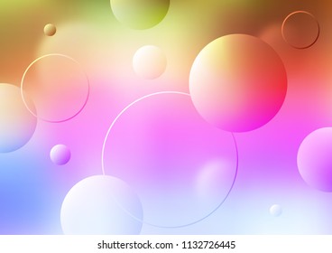 Light Multicolor, Rainbow vector texture with disks. Abstract illustration with colored bubbles in nature style. Pattern can be used as texture of water, rain drops.