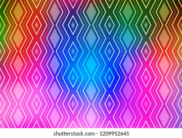 Light Multicolor, Rainbow vector texture with lines, rhombuses. Glitter abstract illustration with colorful lines, rhombuses. Pattern for ads, posters, banners.