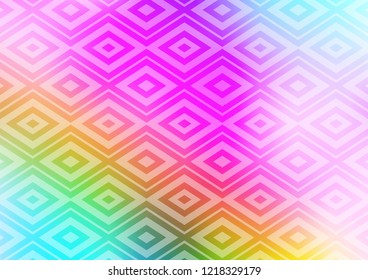 Light Multicolor, Rainbow vector texture with lines, rhombuses. Modern geometric abstract illustration with lines, squares. Pattern for ads, posters, banners.