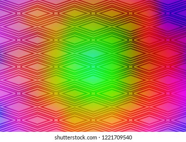 Light Multicolor, Rainbow vector texture with lines, rhombuses. Colorful illustration with lines, cubes on abstract template. Backdrop for TV commercials.