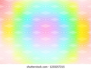 Light Multicolor, Rainbow vector texture with lines, rhombuses. Colorful lines, squares on abstract background with gradient. Smart design for your business advert.