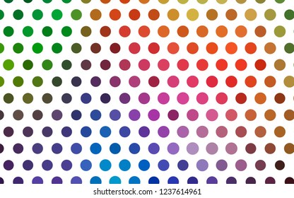 Light Multicolor, Rainbow vector texture with disks. Glitter abstract illustration with blurred drops of rain. Template for your brand book.