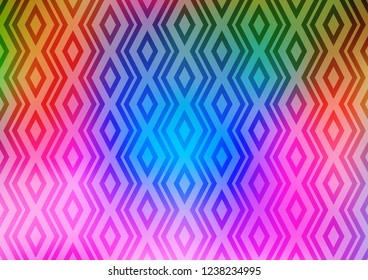 Light Multicolor, Rainbow vector texture with lines, rhombuses. Shining colorful illustration with lines, rectangles. Best design for your ad, poster, banner.