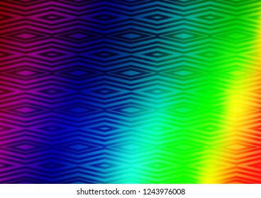 Light Multicolor, Rainbow vector texture with lines, rhombuses. Colorful illustration with lines, cubes on abstract template. Best design for your ad, poster, banner.