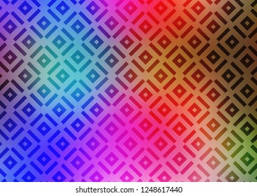 Light Multicolor, Rainbow vector texture with lines, rhombuses. Modern geometric abstract illustration with lines, squares. Smart design for your business advert.