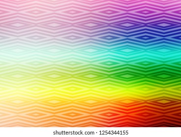 Light Multicolor, Rainbow vector texture with lines, rhombuses. Colorful lines, squares on abstract background with gradient. Smart design for your business advert.