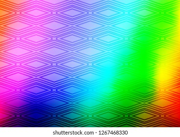 Light Multicolor, Rainbow vector texture with lines, rhombuses. Colorful decorative design in simple style with lines, rhombuses. Smart design for your business advert.