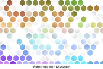 Light Multicolor, Rainbow vector texture with colorful hexagons. Illustration of colored hexagons on white surface. Pattern for ads, leaflets.