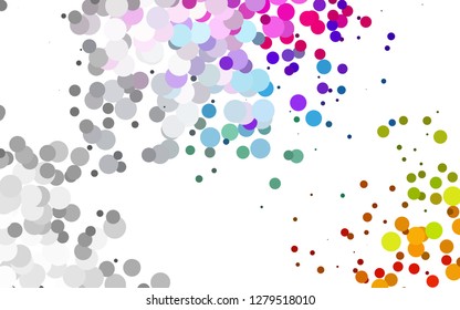 Light Multicolor, Rainbow vector texture with disks. Abstract illustration with colored bubbles in nature style. Pattern of water, rain drops.