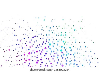 Light Multicolor, Rainbow vector texture with playing cards. Illustration with set of hearts, spades, clubs, diamonds. Pattern for leaflets of poker games, events.