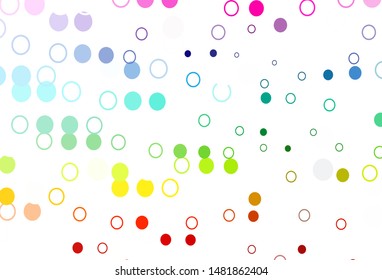 Light Multicolor, Rainbow vector texture with disks. Glitter abstract illustration with blurred drops of rain. Completely new template for your brand book.