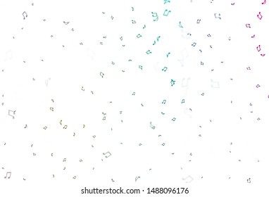 Light Multicolor, Rainbow vector texture with musical notes. Isolated colorful music keys on abstract background. Modern design for wallpapers.