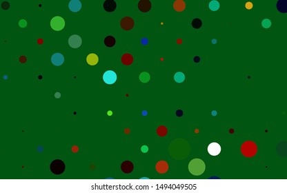 Light Multicolor, Rainbow vector texture with disks. Beautiful colored illustration with blurred circles in nature style. Pattern of water, rain drops.