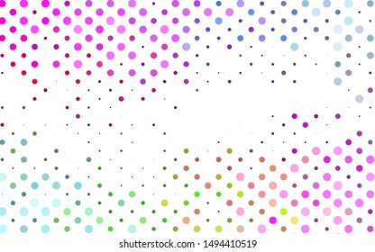 Light Multicolor, Rainbow vector texture with disks. Illustration with set of shining colorful abstract circles. Pattern of water, rain drops.