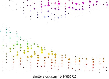 Light Multicolor, Rainbow vector texture with playing cards. Shining illustration with hearts, spades, clubs, diamonds. Pattern for leaflets of poker games, events.