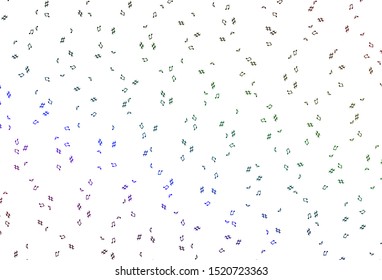 Light Multicolor, Rainbow vector texture with musical notes. Modern abstract illustration with melody keys. Pattern for festival leaflets.