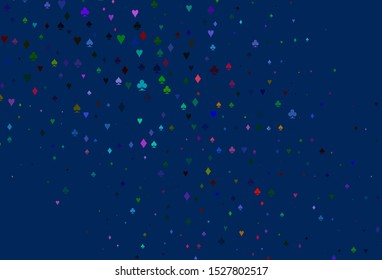 Light Multicolor, Rainbow vector texture with playing cards. Illustration with set of hearts, spades, clubs, diamonds. Pattern for leaflets of poker games, events.