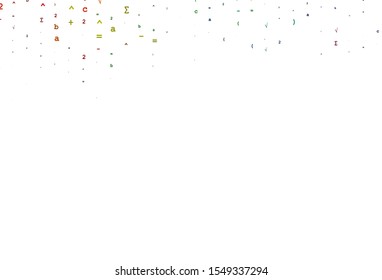 Light Multicolor, Rainbow vector texture with mathematic symbols. Illustration with Numeral symbols on abstract template. Best design for your math college.