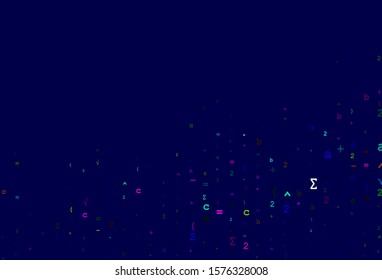 Light Multicolor, Rainbow vector texture with mathematic symbols. Abstract illustration with colored algebra signs. Best design for your math college.